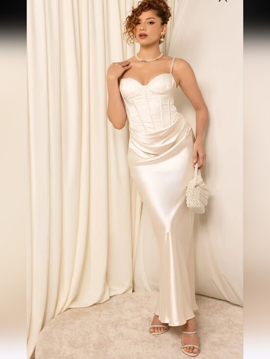 Hello Molly Dresses & Skirts - Dear Emilia By Hello Molly Shimmering Horizon Satin Maxi Dress Cream Size S